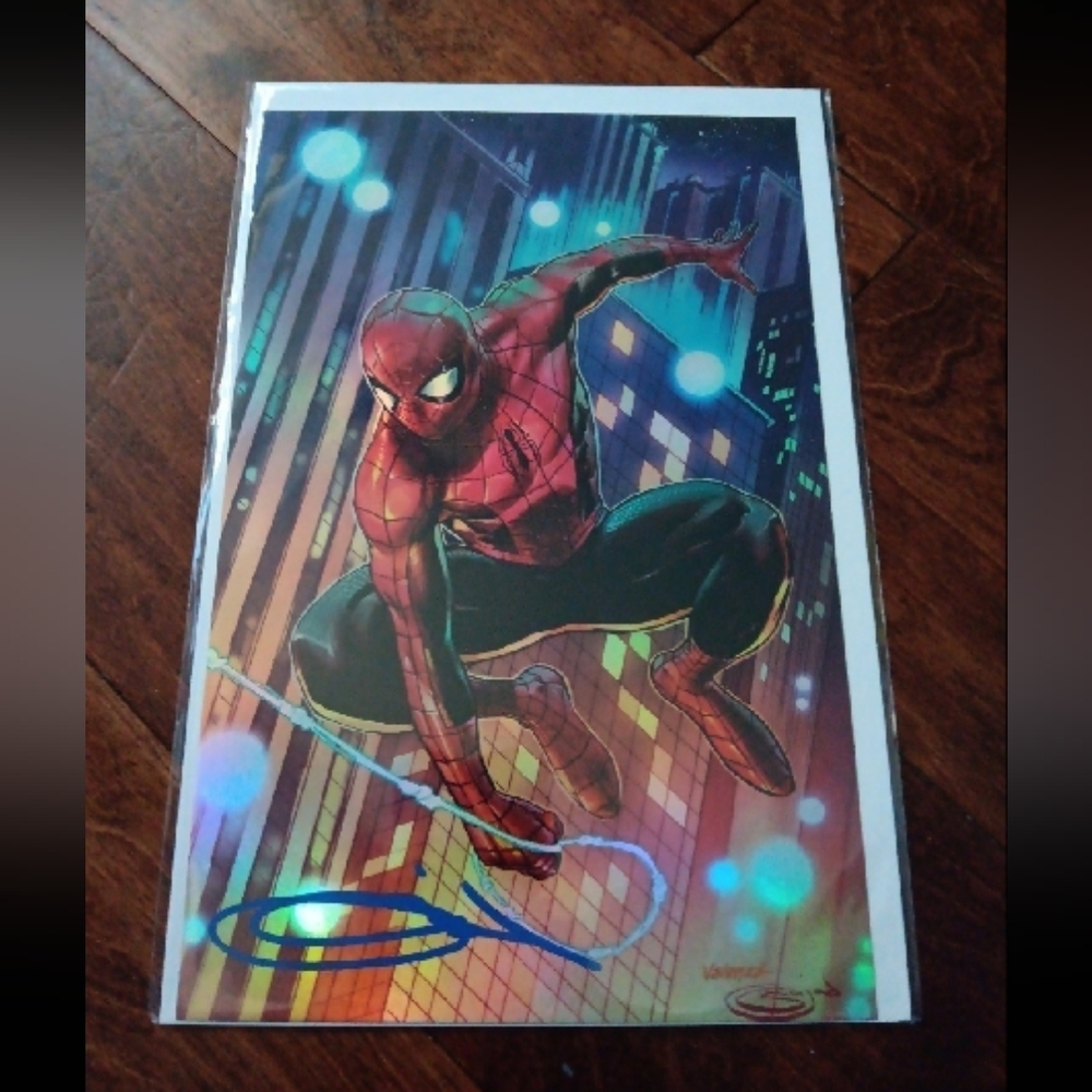 Marvel Spider-Man Comic Sized Art Print Signed By Sajad Shah With COA